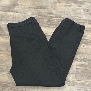 Gloria Vanderbelt, dark charcoal, gray trousers